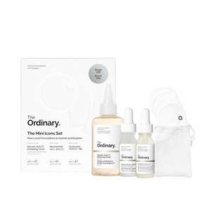 image:imageThe Ordinary The Mini Icons Set Travel Size Skin Care to Hydrate and Brighten Glycolic Acid 7 Exfoliating Toner Niacinamide 10  Zinc 1 Hyaluronic Acid 2  B5 4 Reusable Cotton Pads